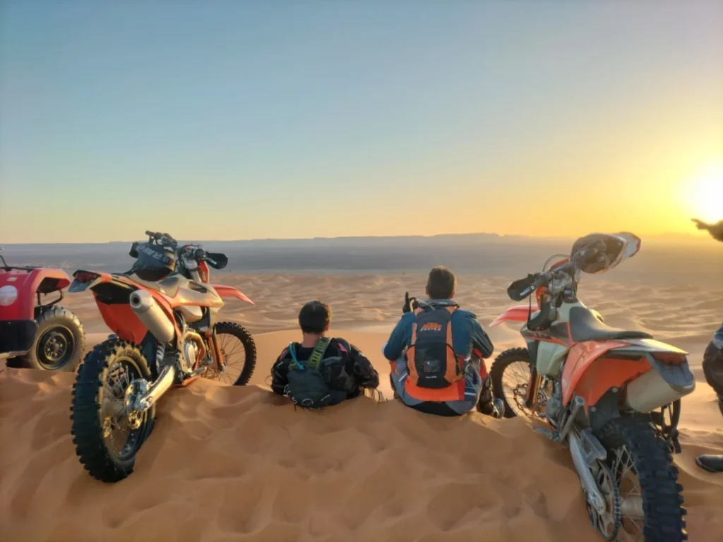 3 Days Desert Motorcycle Adventure, Morocco off-road motorbike trip, Erg Chebbi motorcycle tour, Sahara dunes motorbike ride, Atlas to desert motorcycle route